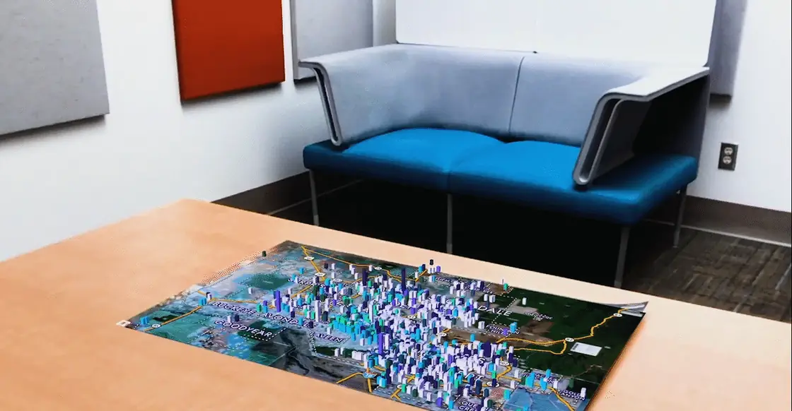 Coordinate augmented reality overlays on a physical map